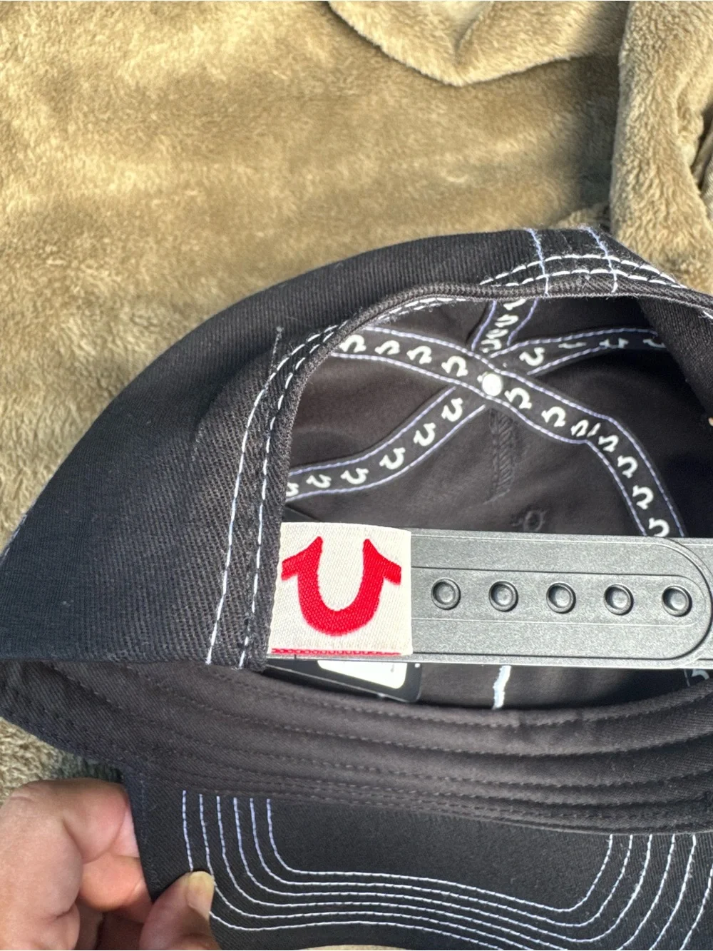 True Religion Black Cap with Contrasting White Stitching